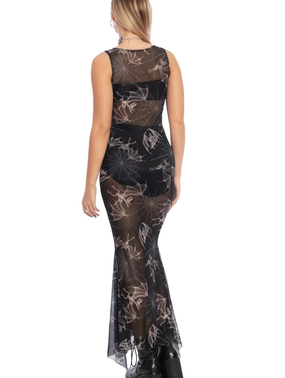 BlackMilk Bat Bones Godet Maxi Dress - Picture 2 of 6